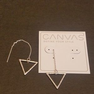 CANVAS THREAD EARRINGS SILVER TONED